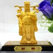 千足鑄金財(cái)神金銀擺件，絨沙金純金財(cái)神像擺件定制