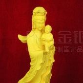 電鑄絨沙金觀音送子純金擺件禮品、絨沙金工藝品