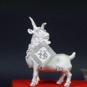 銀羊送福純銀擺件、電鑄擺件、純銀工藝禮品