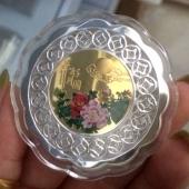 純銀鑲純金月餅、銀包金月餅批發(fā)定制