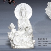 放生觀音純銀擺件、純銀戲魚放生觀音菩薩工藝擺件