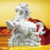 馬上如意前程馬純銀禮品訂做、前程如意純銀擺件訂制