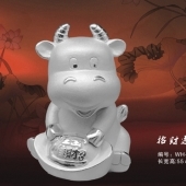 招財(cái)進(jìn)寶牛純銀工藝品